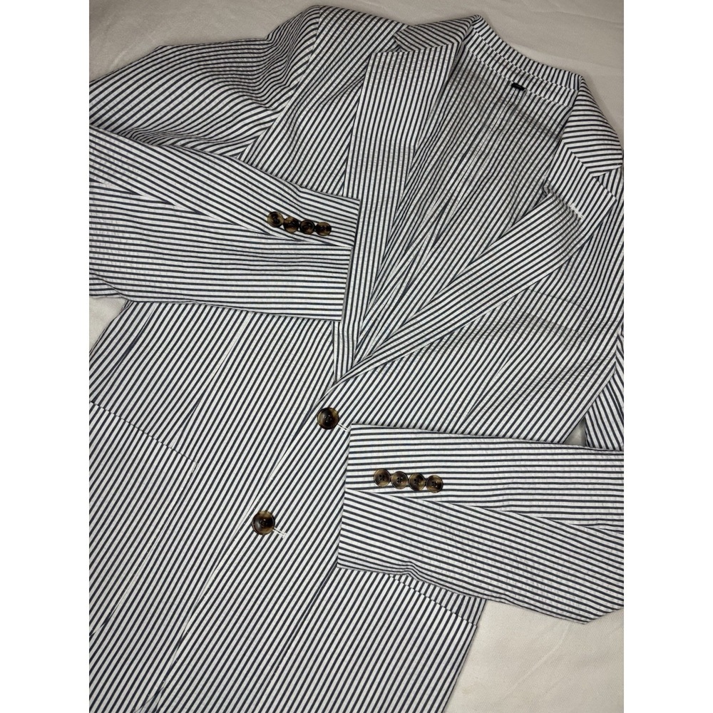 J.Crew Thompson Blue & White Striped Seersucker Blazer Men's 34R NWT $398 Decon